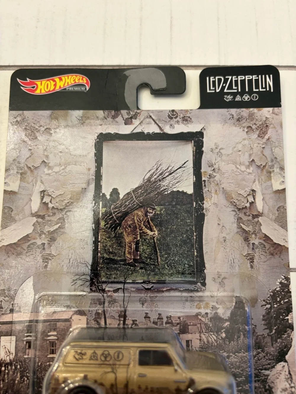 Led Zeppelin Hot Wheels '67 Austin Mini Van Toy Car -Metallic Gold with Graphics